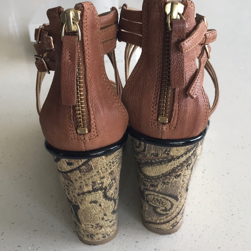 Nine West shoes sandals brown wedge sparkle paisley design Size 8 1/2 - Picture 3 of 6